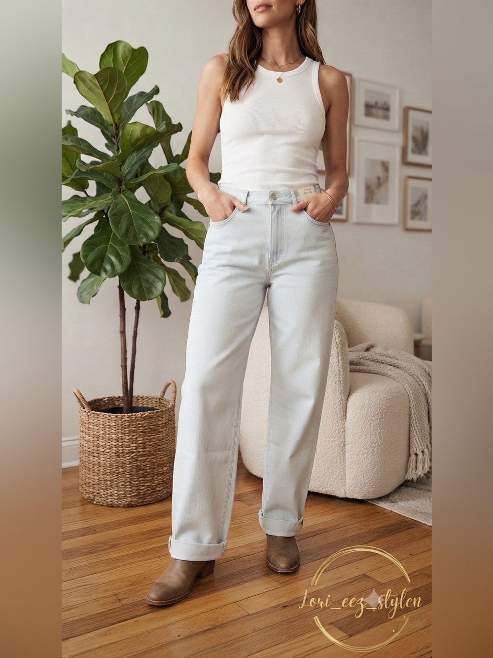 Calvin Klein Straight-Leg Jeans in Pale Blue